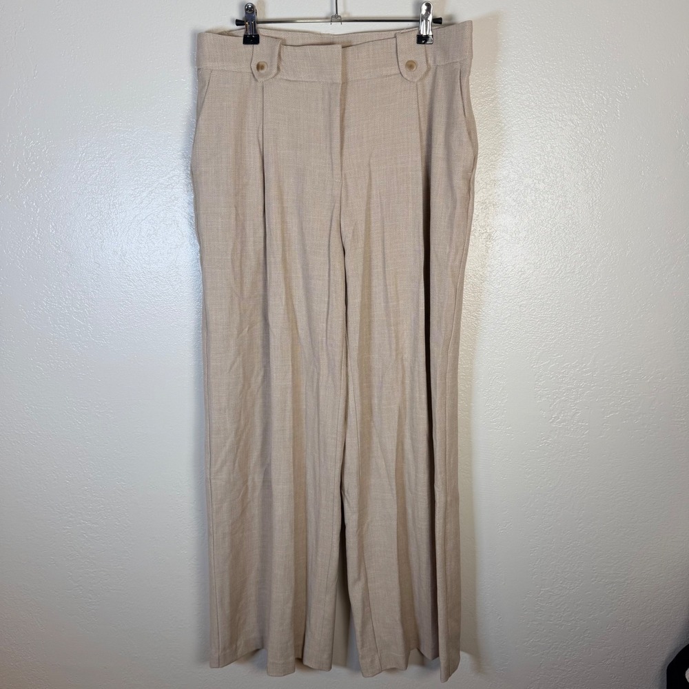 New Maison d Amelie Paris Womens 8 Beige Wide Leg Pleated Trousers Minimalist